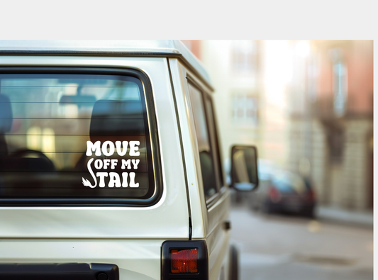 Mouse Off My Tail.  Funny passenger decal, door decal, window decal. Car Decal