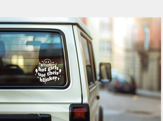 Hot Girls Use Their Blinker  Funny passenger decal, door decal, window decal. Car Decal